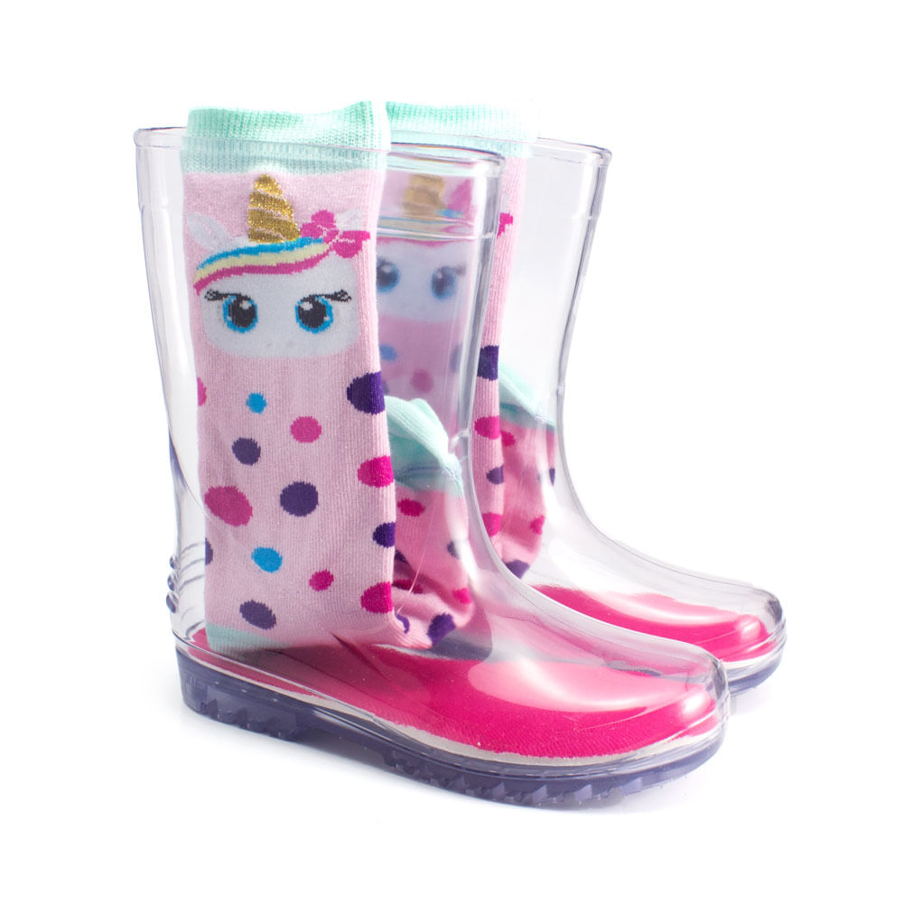 Galocha-Infantil-Transparente-Ludique-et-Badin-com-Meia-Unicornio--25-ao-32--4093-904--INV21-